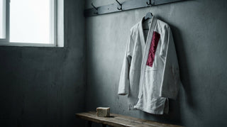 BJJ gi and natural soap bar in a changing room after jiu jitsu training