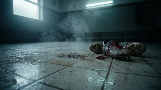 Damp rugby changing room floor near drain - how ringworm spreads in communal rugby environments