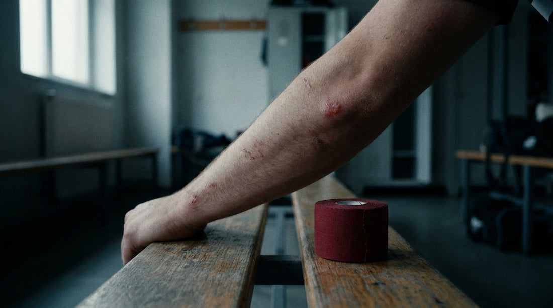 Rugby player's forearm on a changing room bench - identifying staph infection versus boil versus MRSA