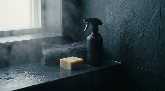 The post-training shower routine: natural soap and a finishing mist