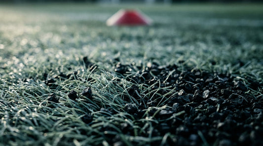 Close-up of 3G artificial pitch rubber crumb surface - treating turf burns from synthetic rugby pitches